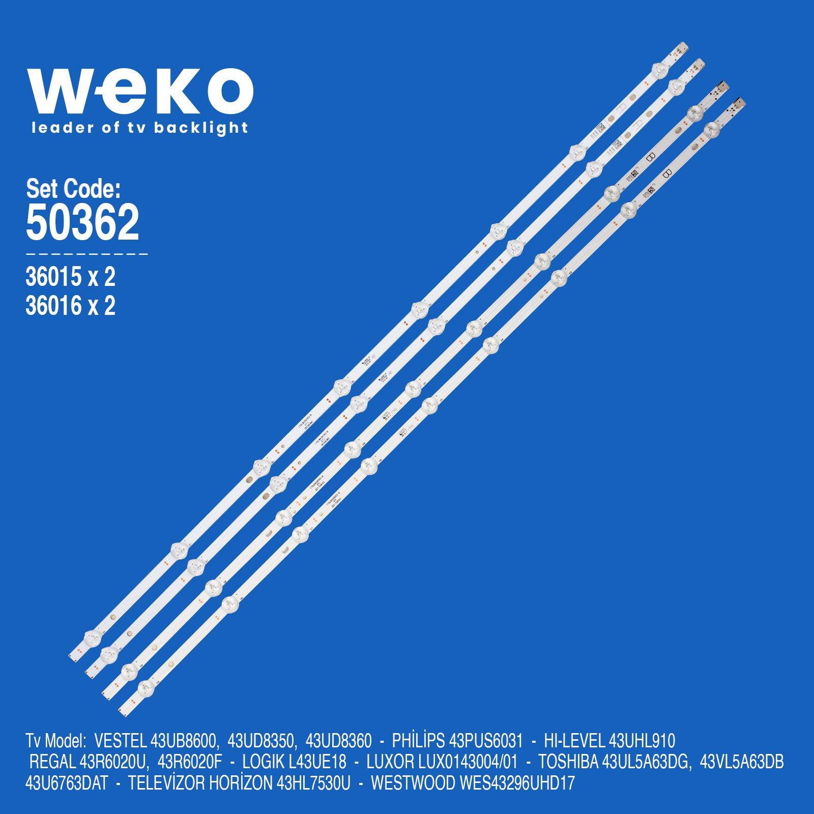 23527036 LED SET VES430QNDL-2D-U11, 17DLB43VER3-A 8led 818mm *2, 17DLB43VER3-B 9led 818mm *2 / 43UB8300 LED-43418