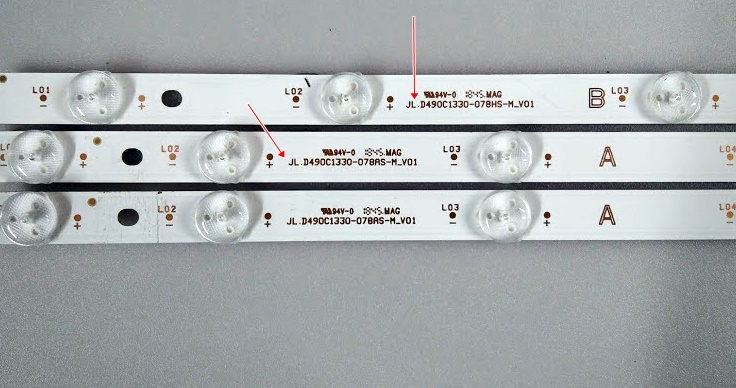 D490C1330 LED SET VES490QNDS-2D-N41, JL.D490C1330-078AS-M V01 *2 +  JL.D490C1330-078AHS-M V01 *1 *12led 915mm / 49UL3A63DG