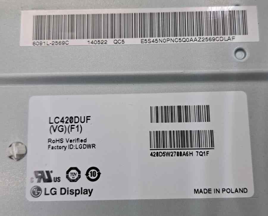 LC420DUF-VGF1 Комплект LCD LC420DUF-VGF1 с T-CON и подсветка за Panasonic TX-42AS650E TX-42ASM655