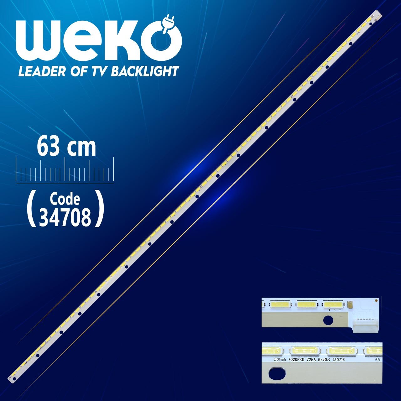 23548694 Backlight 50'' VES500UNVL-3D-S01,VES500UNVL-S01,LC500DUJ-SFE1, 7020PKG 72EA REV0.4,72led 6pin 627x10mm / 50FLHYR242, JVC LT-50V745, HITACHI 50HZT66